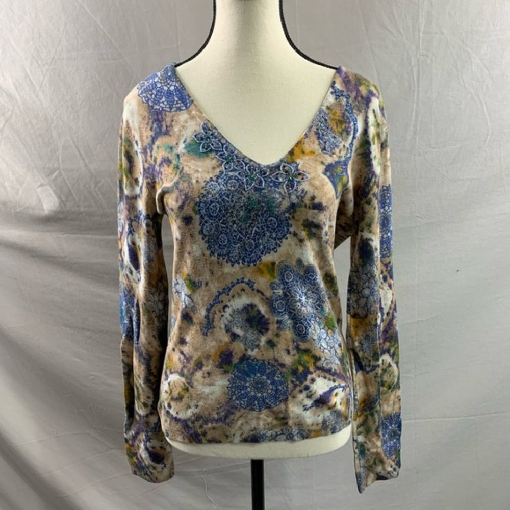 Low Back Beaded Floral Knit Top
